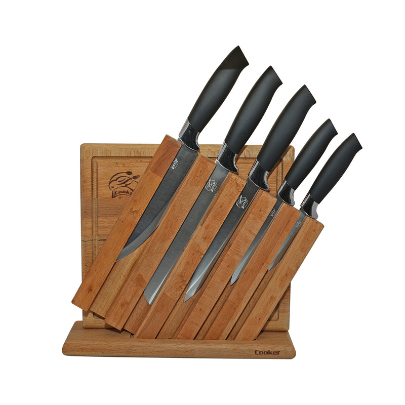 Cooker Black Wooden Standing Knife Set 7pcs