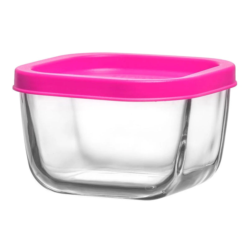Lav Pink Glass Cube Non Skid Lid Food Storage Container Set Of 4