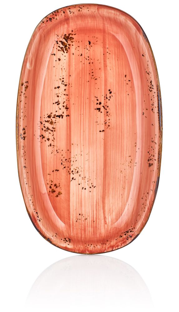 By Bone Orange Porcelain Laterite Zest Oval Plate 34cm