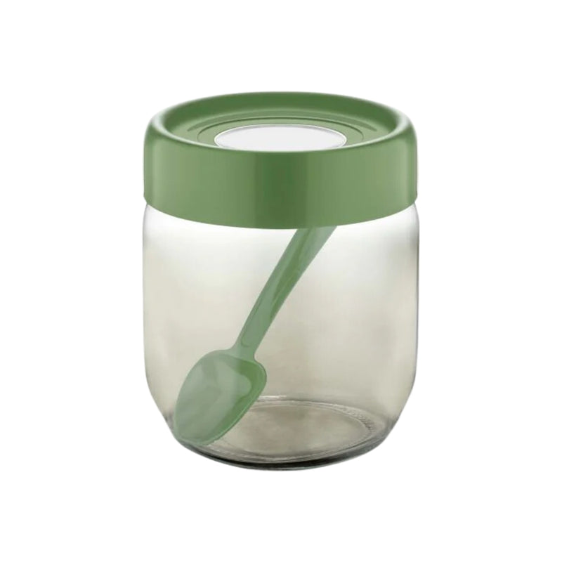 Qlux Green Glass Rainbow Jar With Plastic Lid 425cc