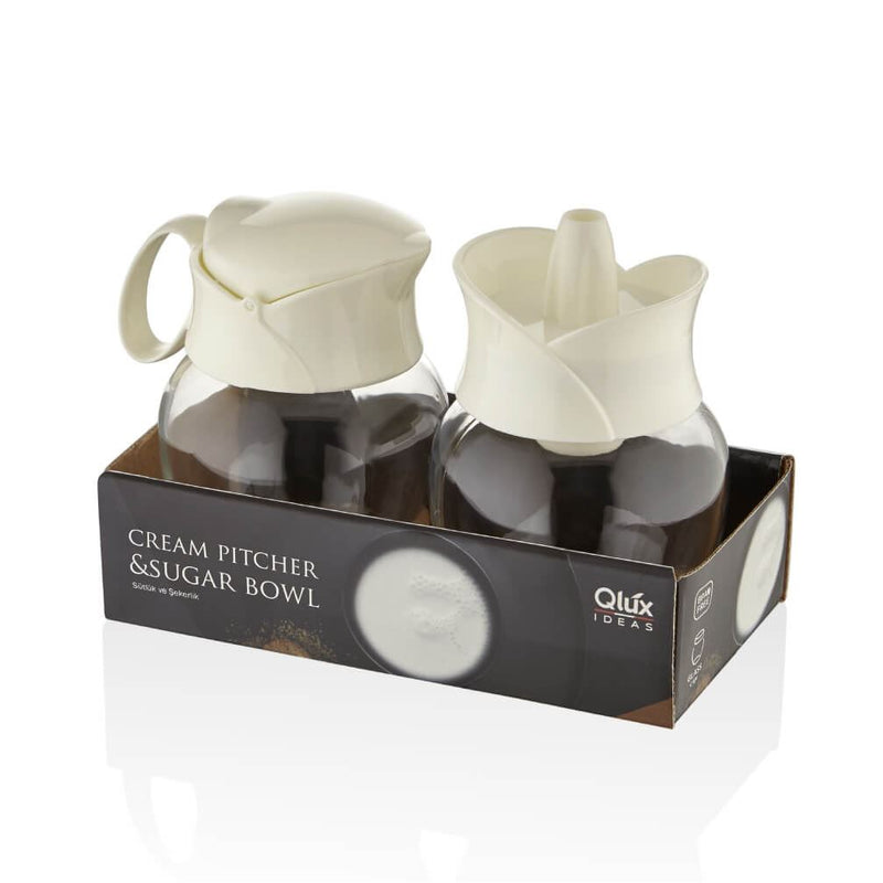 Qlux Glass Cream Pitcher&Sugar Bowl Set