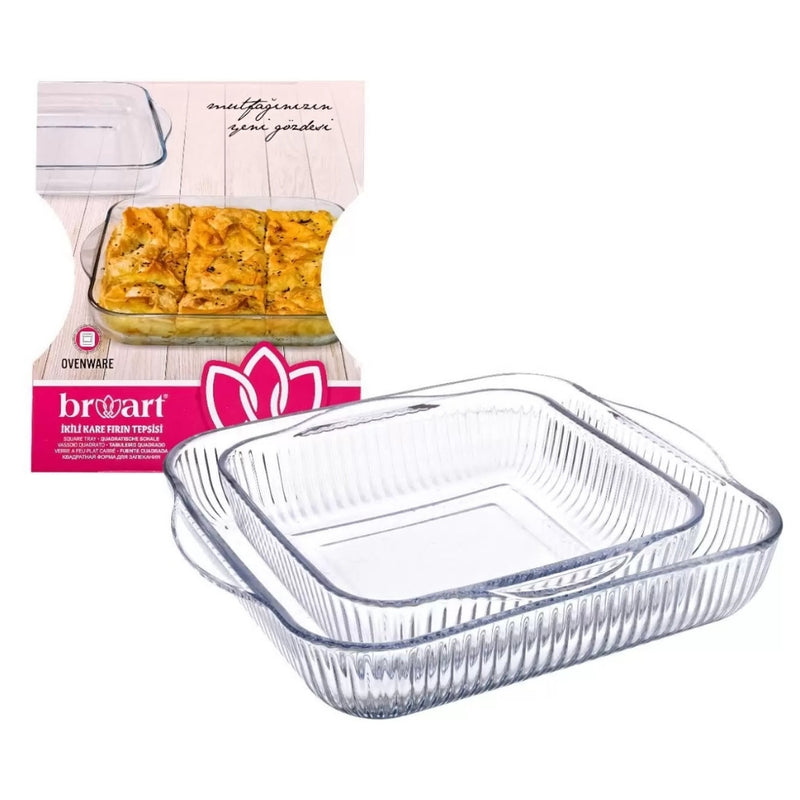 Broart Glass Square Tray Set of 2