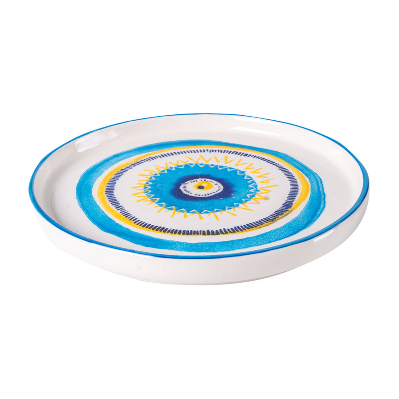 Balsa White Blue Porcelain Eye Cake Plate