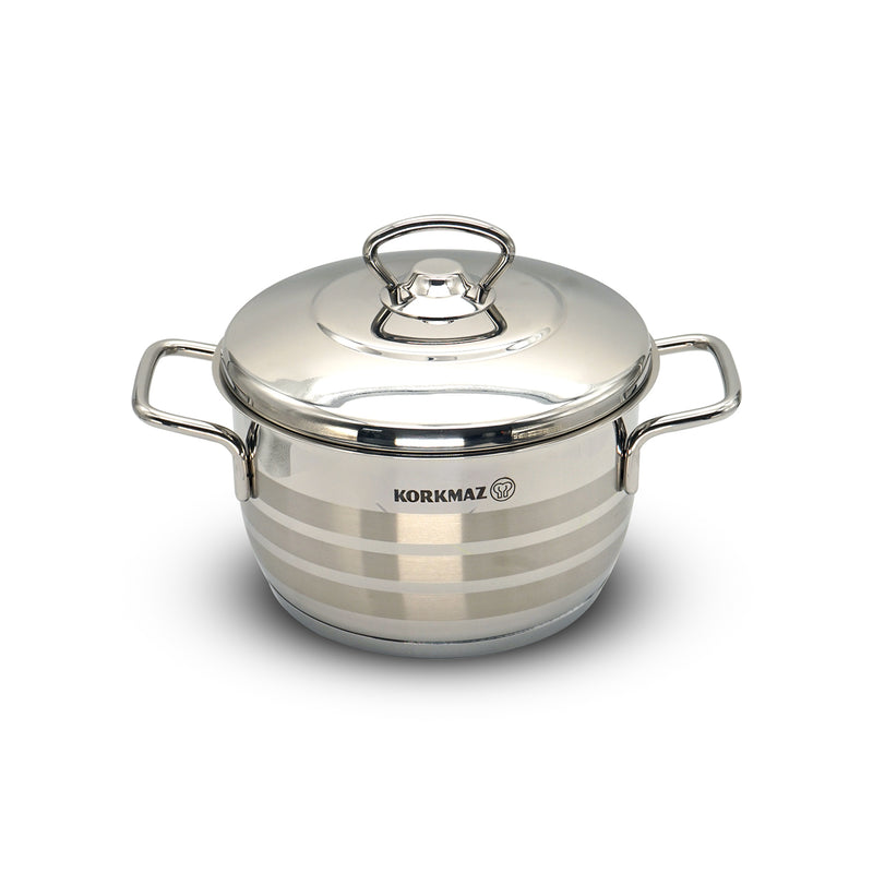 Korkmaz Silver Steel Astra Casserole 4.5lt 22x12cm