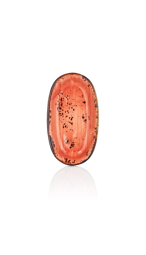 By Bone Orange Porcelain Laterite Zest Oval Plate 15cm