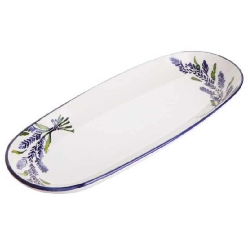 Balsa White Porcelain Cobalt Lavender Long Oval Plate