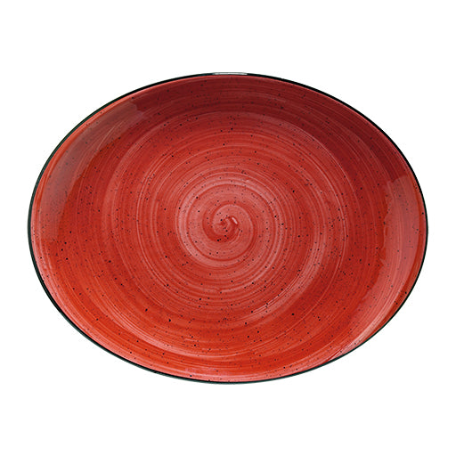 Bonna Red Porcelain Passion Moove Oval Plate 31x24cm