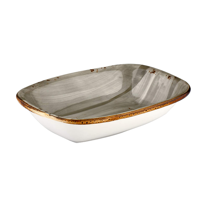 By Bone Gray Porcelain Supreme Rectangular Plate 14cm