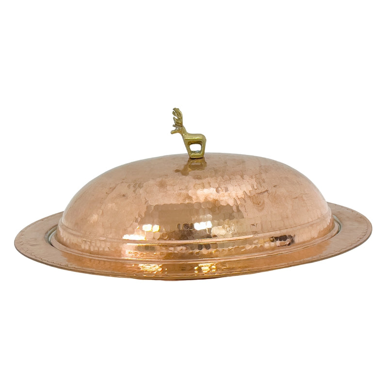 Reddish Brown Copper Oval Pan Whit Lid 35cm