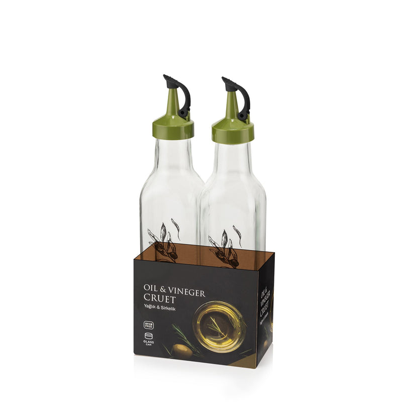 Qlux Glass Oil Vinegar Cruet Set Of 2 250cc