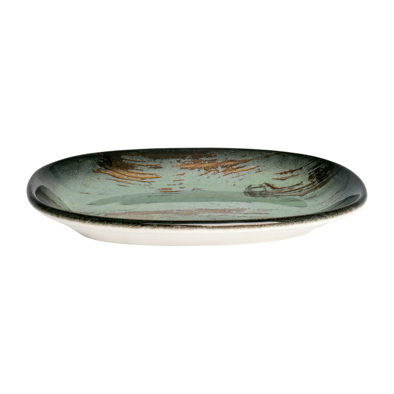 Bonna Green Stone Porcelain Madera Oval Plate 19cm