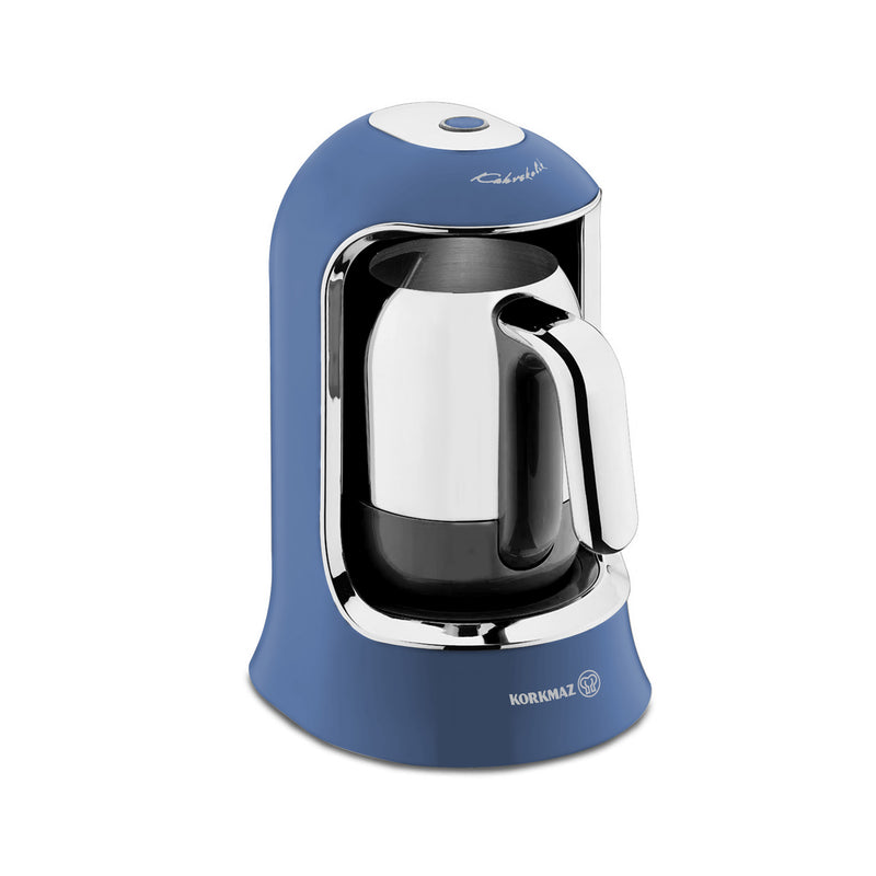 Korkmaz Blue Chrome Steel Kahvekolik Turkish Coffe Machine 4cups