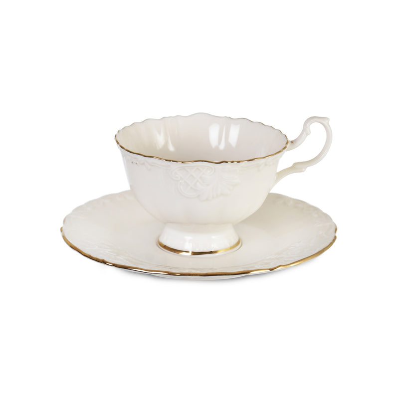 Ipek White Porcelain Tea Cup Set 12pcs