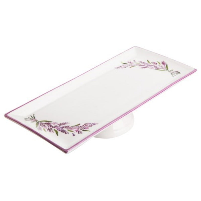 Balsa White Porcelain Lavender Footed Large Baton Plate