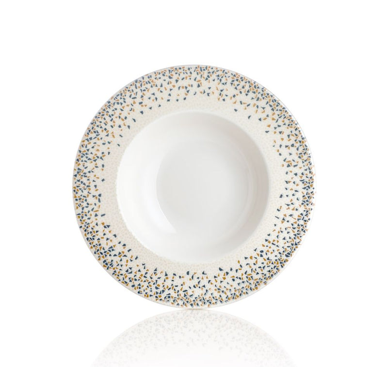 By Bone White Patterned Porcelain Tessera Gastro Deep Plate 25cm