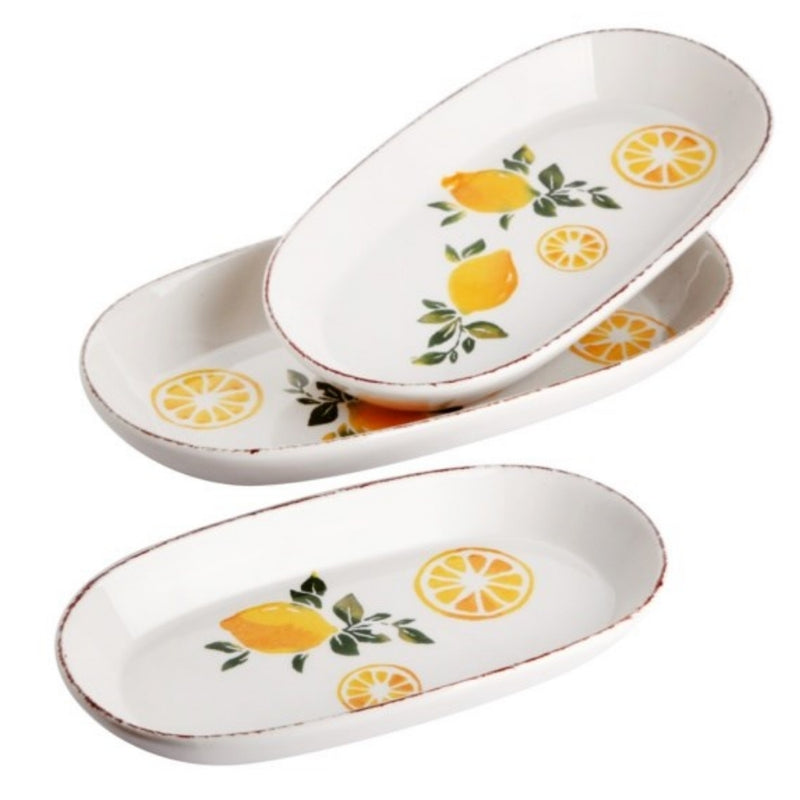Balsa White Porcelain Lemon Oval Plate 3pcs