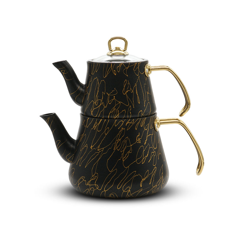 Cheflon Black / Pink Aliminium Granit Large Tea Pot Set 2.75lt