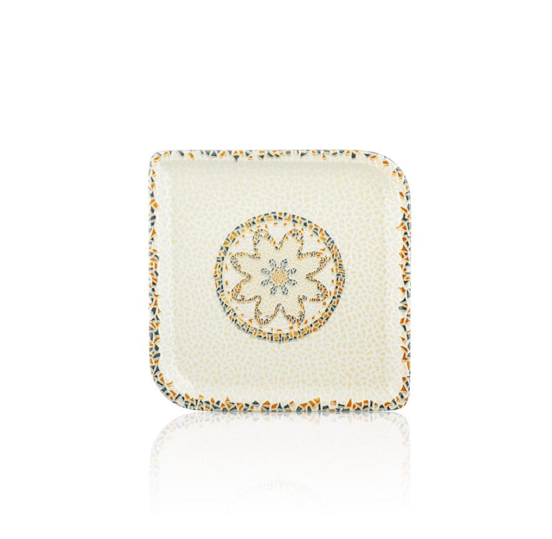 By Bone White Stone Porcelain Tessera Rectangular Plate 20cm