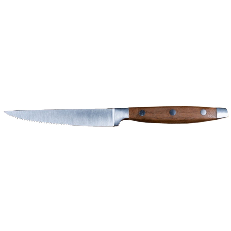 Stable Brown Steel Wooden Handle Steak Knife 23cm