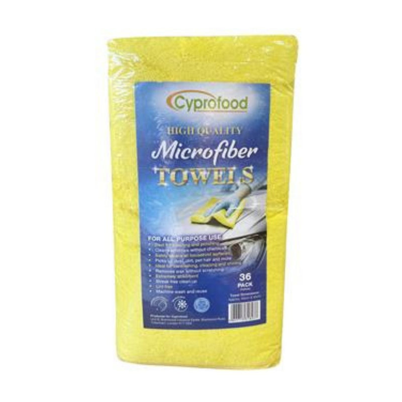 Cyprofood Yellow Micro Fibre All Purpose Cleaning Clothes Pack of 36