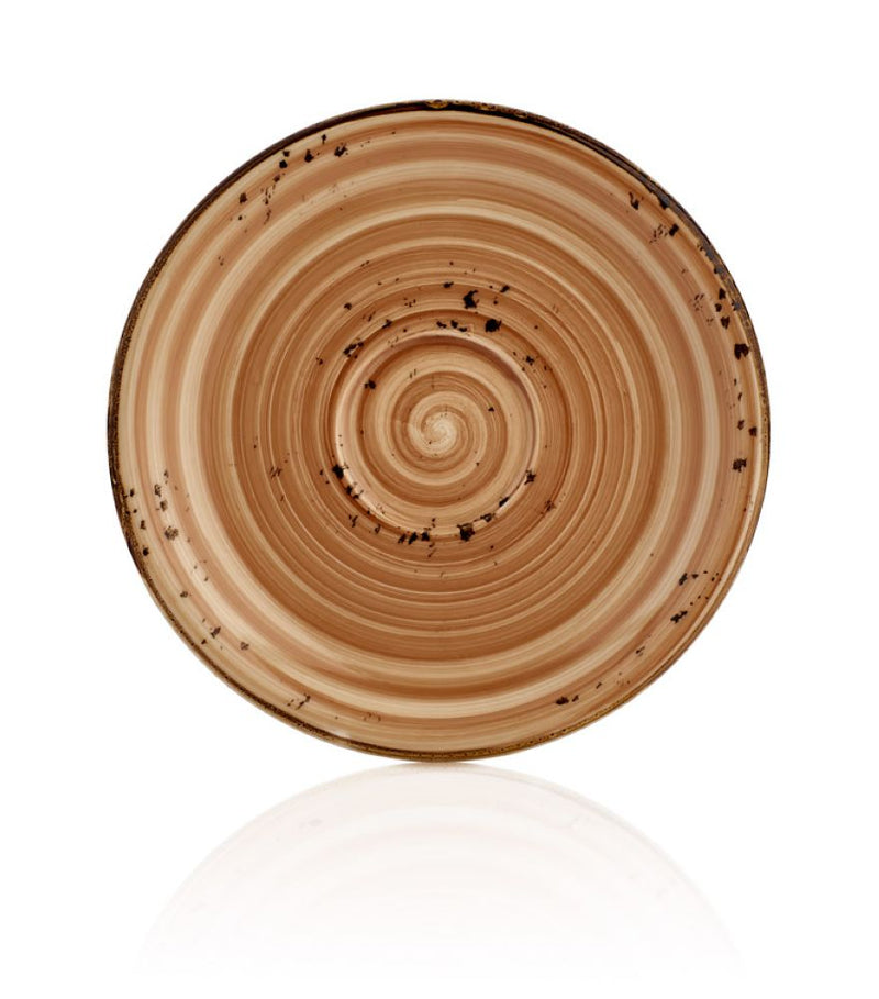 By Bone Brown Porcelain Vintage Helix Flat Plate 19cm