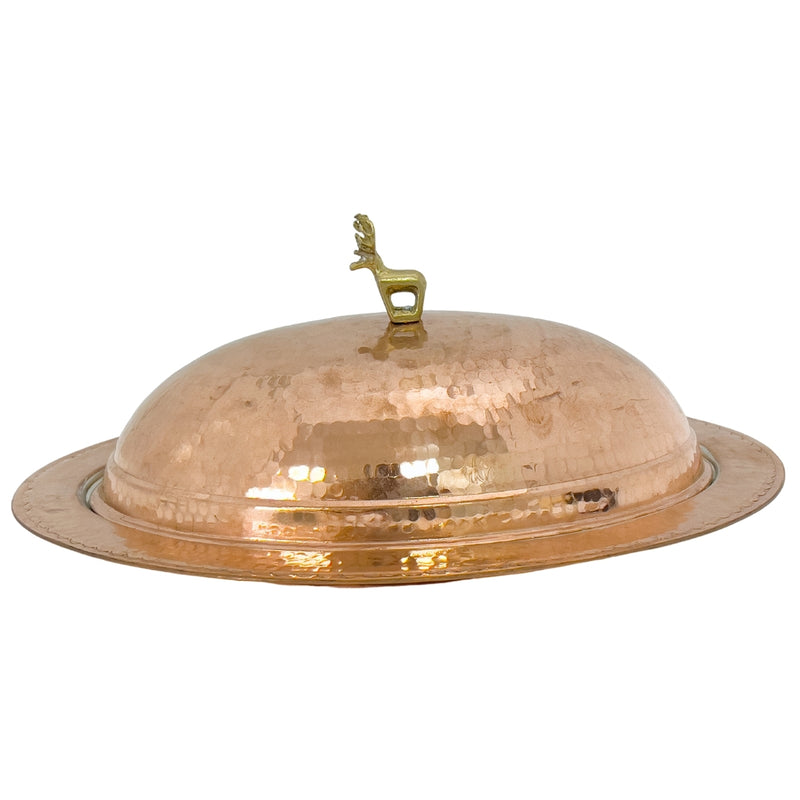 Reddish Brown Copper Oval Pan With Lid 40cm