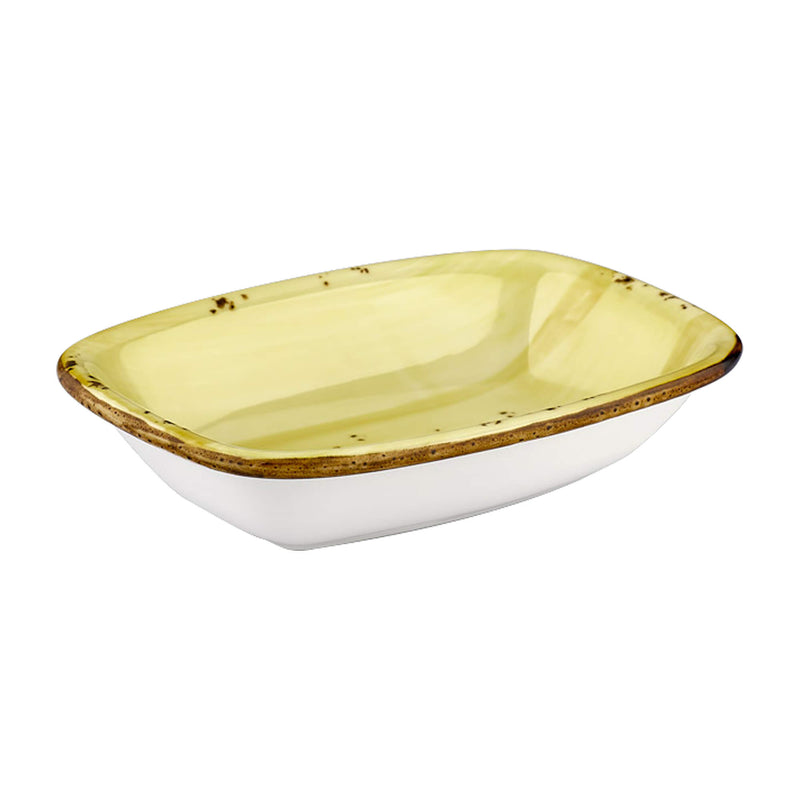 By Bone Yellow Porcelain Sun Zest Rectangular Bowl 20cm