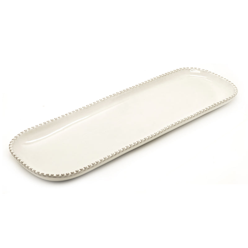 Jumbo White Grey Porcelain Lord Rectangular Baton Plate 37cm