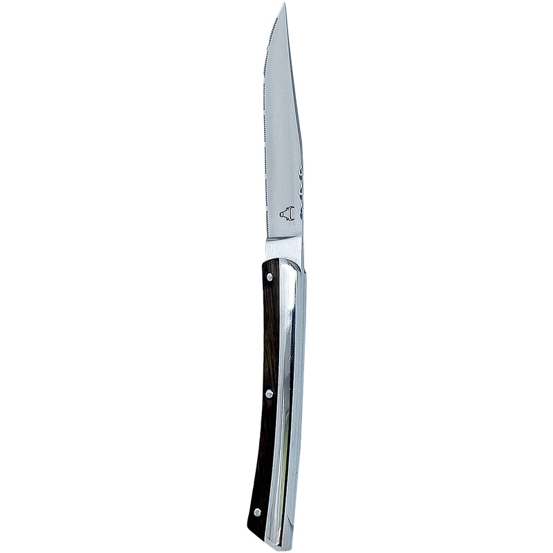 Brown Steel Wooden-Steel Handle Steak Knife 22.5cm