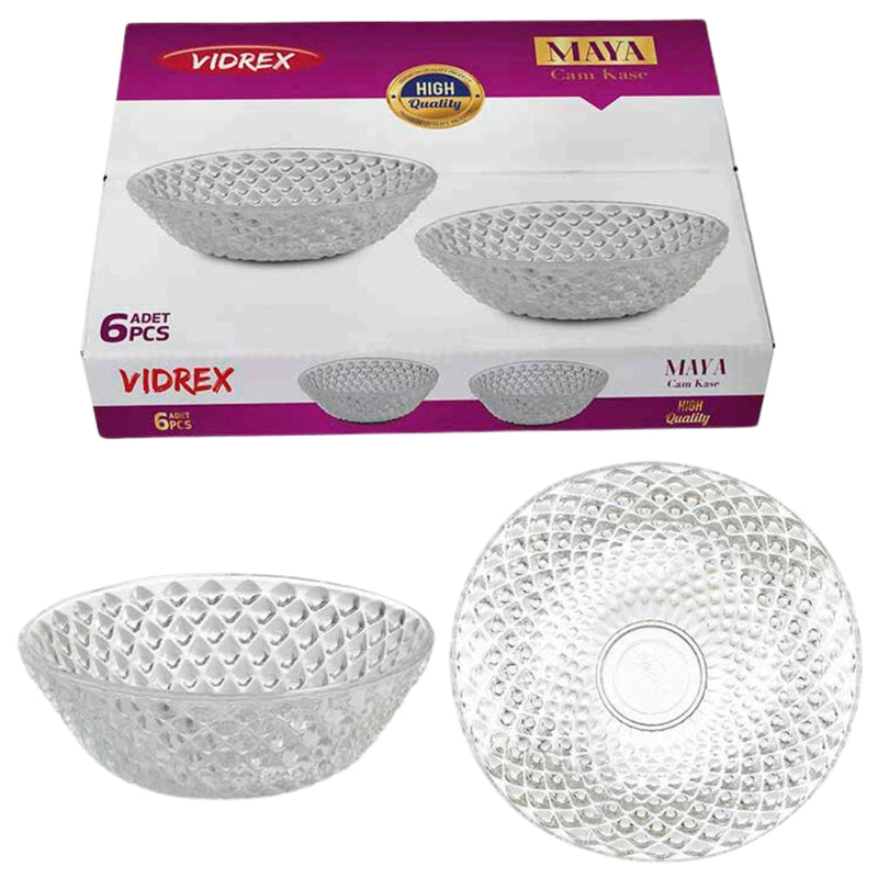 Vidrex Clear Glass Maya Bowl Set Of 6