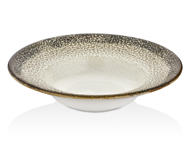 By Bone Green Patterned Porcelain Spazio Zest Deep Plate 27cm