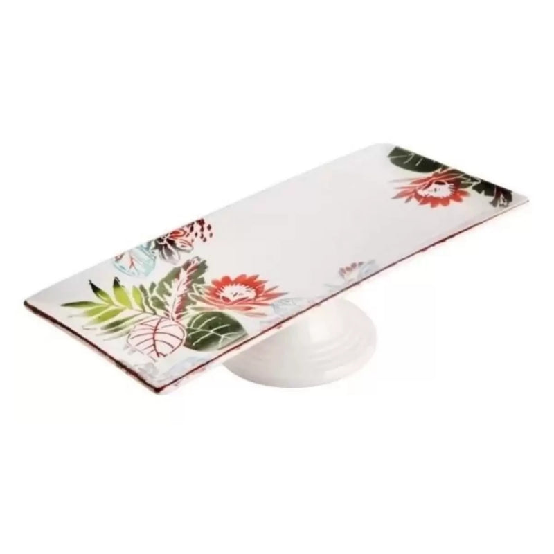 Balsa White Porcelain Amazon Footed Large Baton Plate