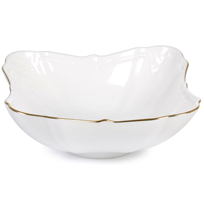 Ipek White Gold Porcelain Square Salad Dish 16cm