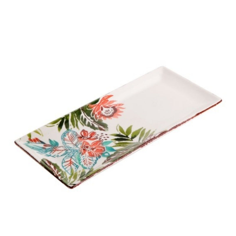 Balsa Yellow Porcelain Lemon Print Rectangular Serving Plate (Large)