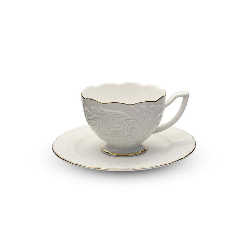Ipek White Porcelain Tea Cup Set 12pcs