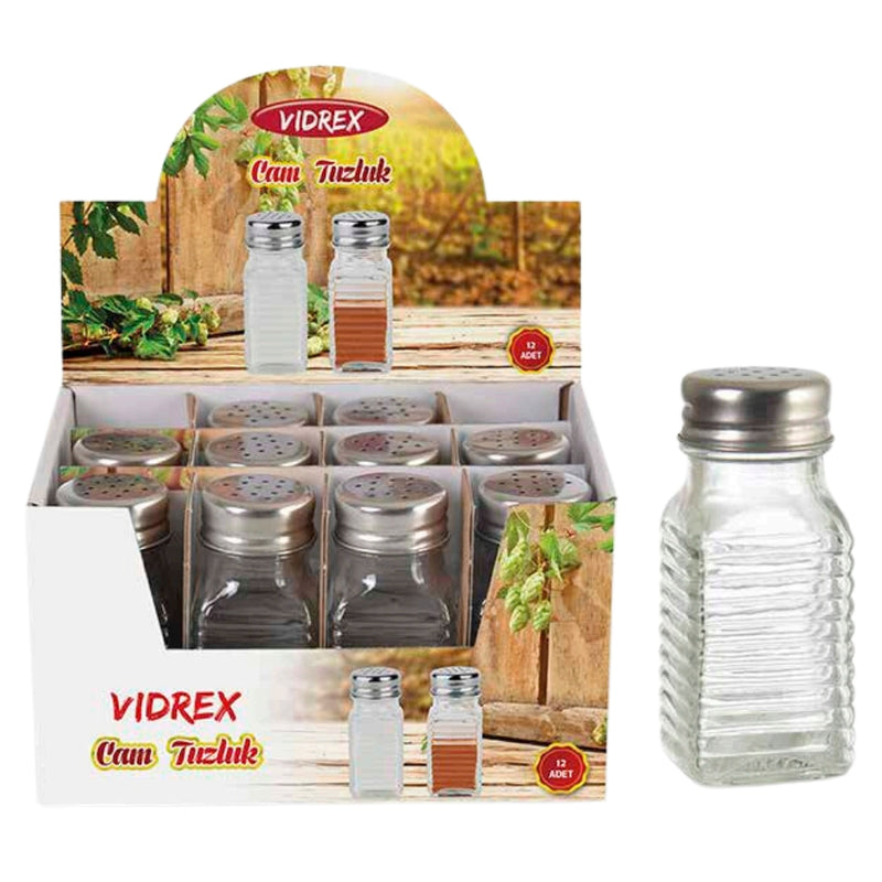 Vidrex Clear Glass Beren Salt Shaker Set Of 12