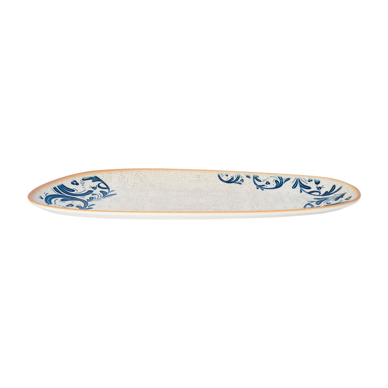 Bonna Stone Blue Porcelain Viento Rectangular Plate 36cm