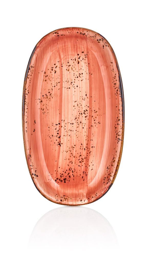 By Bone Orange Porcelain Laterite Zest Oval Plate 29cm