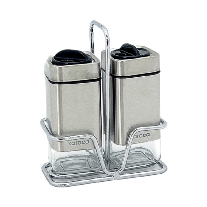 Karaca Silver Stainless Steel Avangart Salt And Pepper Cruet Set Of 2 100ml
