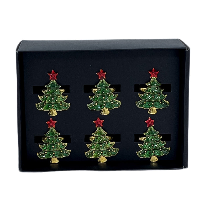 Iqey Home Christmas Tree Gold Plated Metal Napkin Ring 6