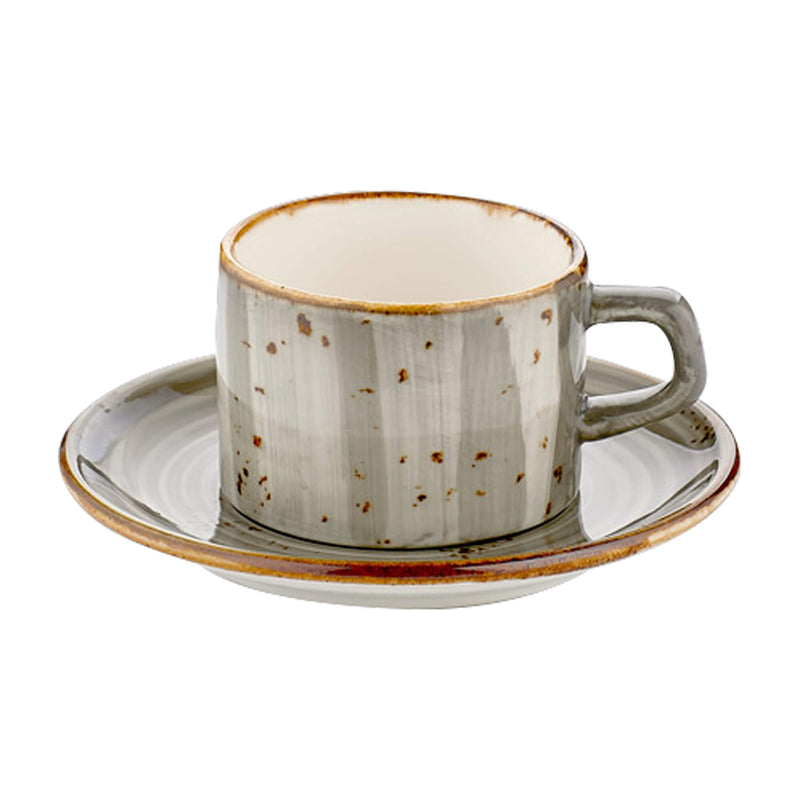By Bone Gray Patterned Porcelain Supreme Tea Set