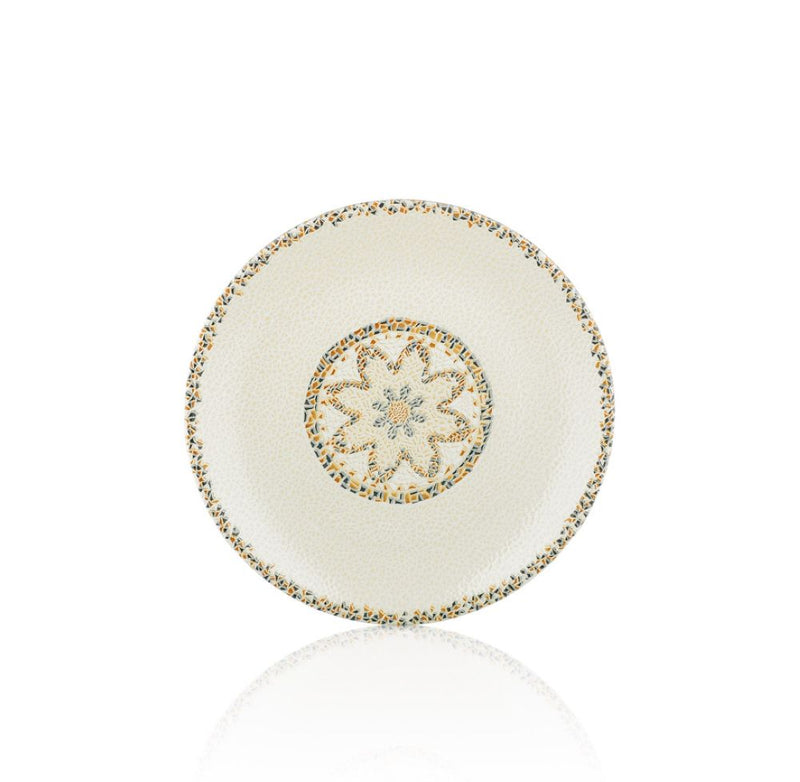 By Bone White Patterned Porcelain Tessera Zest Flat Plate 17cm