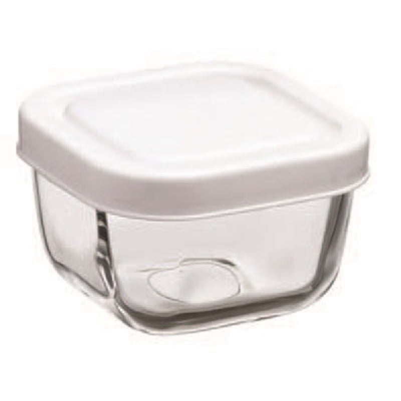 Pasabahce White Glass Food Storage Container With Lid 275cc