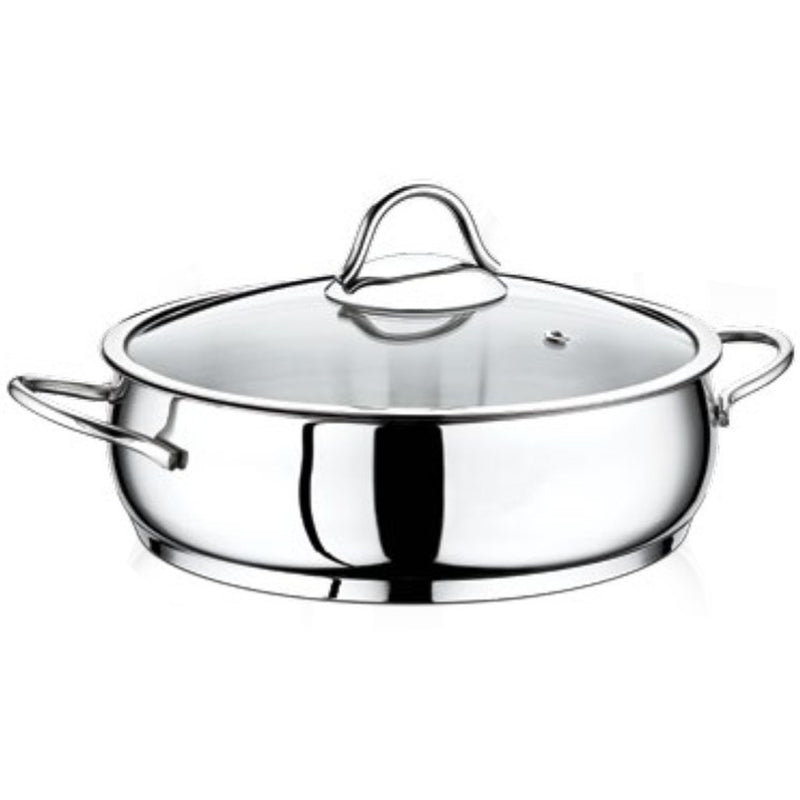 Safinox Stainless Steel Bella Shallow Casserole Pot with Lid 24x08cm