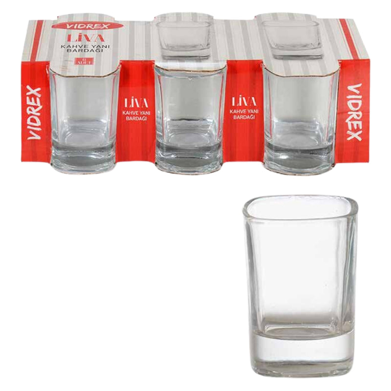 Vidrex Clear Glass Liva Mini Water Glass Set Of 6