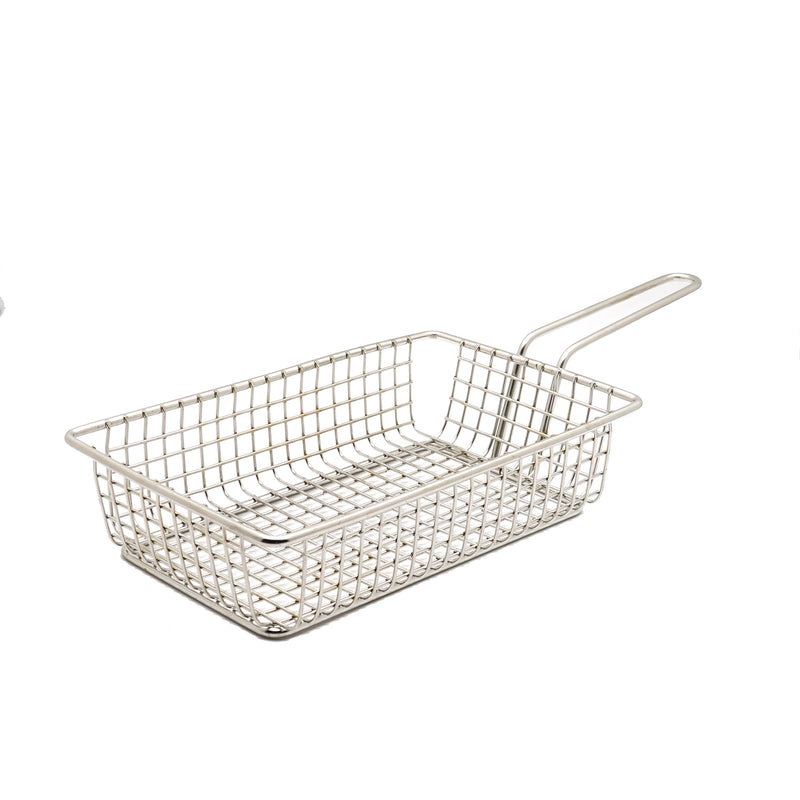Abm Silver Steel Rectangular Serving Basket With Handle 20*12*8cm