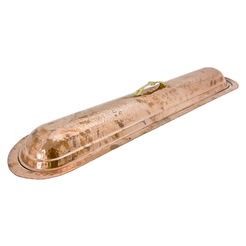 Reddish Brown Copper Kebab Serving Dish With Lid 100cm