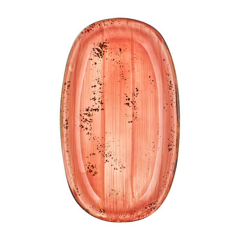 By Bone Orange Porcelain Laterite Zest Oval Plate 19cm
