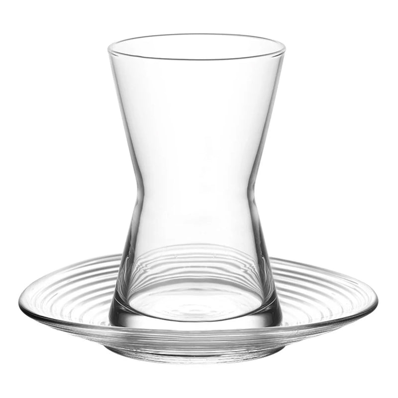 Lav Gold Glass Derin Tea Cup With Saucer Set of 12 140cc