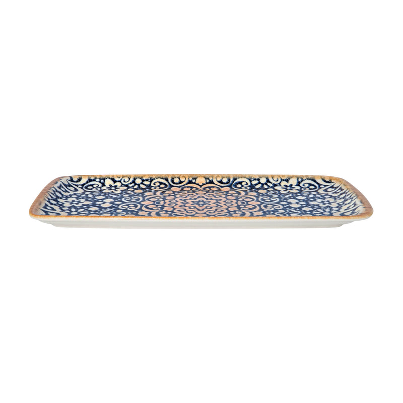 Bonna Blue Patterned Porcelain Alhambra Rectangular Plate 35cm